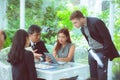 young business people making meeting and talking for analyzing marketing.g m Royalty Free Stock Photo