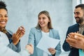 young business people meeting office handshake hand shake shaking hands teamwork group contract agreement black happy Royalty Free Stock Photo