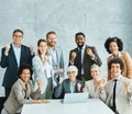 young business people meeting office portrait diversity teamwork group celebrating success corporate senior mature Royalty Free Stock Photo