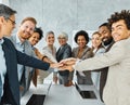 young business people meeting office portrait diversity teamwork group connection success holding hands unity senior Royalty Free Stock Photo