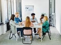 young business people meeting office teamwork group whiteboard presentation seminar woman businessman Royalty Free Stock Photo