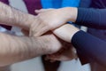 Young business people Teamwork Stacking Hand Concept. Close up of young  business people putting their hands together. Friendly Royalty Free Stock Photo