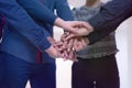 Young business people, Teamwork Stacking Hand Concept. Close up of young people putting their hands together. Business people with Royalty Free Stock Photo