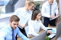 Young business people working on their desktop computers at the modern office space Royalty Free Stock Photo