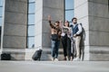 Young business professionals in an outdoor meeting in the city Royalty Free Stock Photo