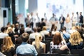 Young business team receiving award at best business project competition event. Royalty Free Stock Photo