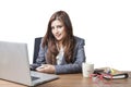 Young business woman attractive with laptop on table