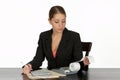 Young Business Woman Balancing Checkbook