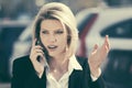 Young business woman calling on cell phone outdoor Royalty Free Stock Photo