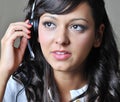 Young business woman in conversation Royalty Free Stock Photo