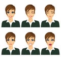 Young business woman with different facial expressions