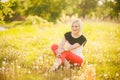 Young business woman enjoying nature outdoor after hard day in Royalty Free Stock Photo