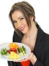Young Business Woman With Five A Day Food Selection Royalty Free Stock Photo