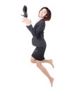 Young Business woman happy jump and throw shoes Royalty Free Stock Photo