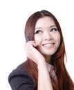 Young Business woman happy speaking mobile phone Royalty Free Stock Photo