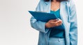 Young business woman her holding file document Royalty Free Stock Photo