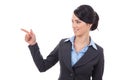 Young business woman looking and pointing Royalty Free Stock Photo