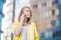 Young business woman making a phone call on her smart phone Royalty Free Stock Photo