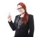 Young business woman pointing something above Royalty Free Stock Photo