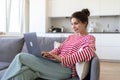 young business woman programmer typing on laptop working online at home Royalty Free Stock Photo