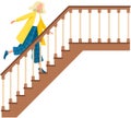 Young business woman running up stairs. Happy feminist climbing career ladder isolated person Royalty Free Stock Photo