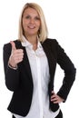 Young business woman secretary boss manager occupation thumbs up Royalty Free Stock Photo