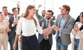 young business woman shaking hands with her colleague Royalty Free Stock Photo