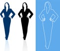 Young business woman silhouettes