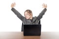 Young business woman sitting a her desk Royalty Free Stock Photo