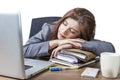 Young business woman sleeping at workplace Royalty Free Stock Photo