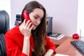 Young business woman talk with phone