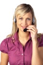 Young business woman talking on a headset Royalty Free Stock Photo