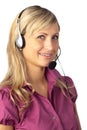 Young business woman talking on a headset Royalty Free Stock Photo