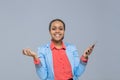 Young Business Woman Using Cell Smart Phone African American Girl Happy Smile Businesswoman Royalty Free Stock Photo