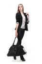 Young business woman walking with travel bag Royalty Free Stock Photo