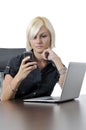 Young business woman working in office on laptop Royalty Free Stock Photo