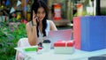 Young business woman working outside the office