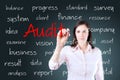 Young business woman writing audit concept