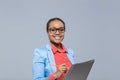 Young Business Woman Writing Clipboard Sign Up Contract African American Girl Happy Smile Businesswoman Royalty Free Stock Photo