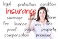 Young business woman writing insurance concept Royalty Free Stock Photo
