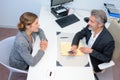 Young business woman after signing contract Royalty Free Stock Photo