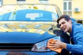 Young businessman bought new car Royalty Free Stock Photo