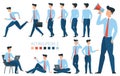 Young businessman character gestures and poses