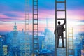 The young businessman climbing career ladder Royalty Free Stock Photo