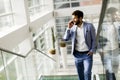 Young businessman climbing stairs Royalty Free Stock Photo