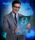 Young businessman in data mining concept Royalty Free Stock Photo