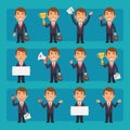 Young businessman in different poses and emotions Pack 2. Big character set