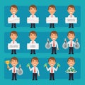 Young businessman in different poses and emotions Pack 3. Big character set