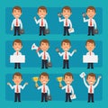 Young businessman in different poses and emotions Pack 4. Big character set