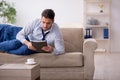 Young businessman employee waiting for business meeting Royalty Free Stock Photo